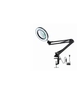 Lampy  LED stmievateľná stolná lampa s lupou LED/22W/5V čierna P351