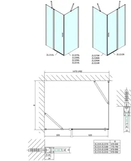 Sprchové dvere POLYSAN - ZOOM obdĺžniková sprchová zástena 1500x1000 L/P varianta ZL1315ZL3210