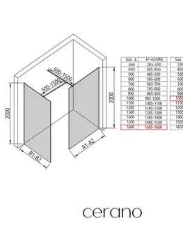 Sprchovacie kúty CERANO - Sprchová zástěna Walk-in Onyx T L/P - 8 mm - hranatá vzpěra - chrom, mléčné sklo - 160x100x200  CER-8050BD2586