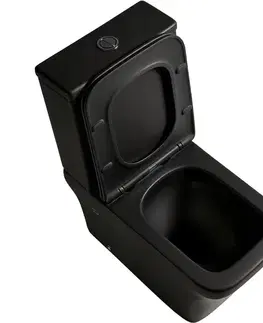 Záchody CERANO - WC kombi Hugo, Vortex - vírové splachovanie + Slim/SoftClose sedátko - spodný/zadný odpad - čierna matná - 62x37,5 CER-680359