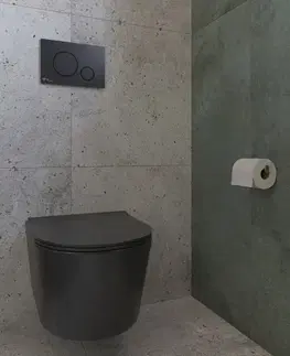 Záchody WC závesné SAT Brevis vrátane dosky softclose, 53 cm, čierne SATBRE011RREXPBKM SATBRE011RREXPBKM