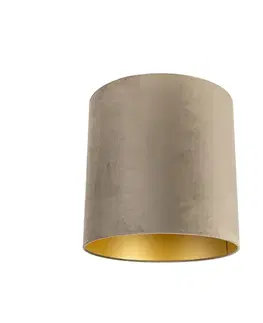 Tienidlo na lampu Zamatové tienidlo na lampu sivohnedé 40/40/40 so zlatým interiérom