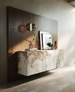 Komody DELIFE Komoda Cuor 150 cm keramika Minas Melange bielo-béžová 3 dvierka závesná