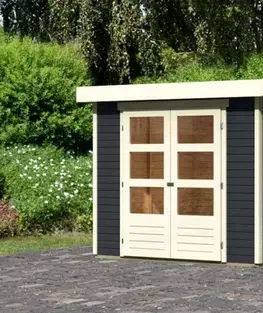 Zahradné domčeky DrevenDrevený záhradný domček ASKOLA 3 s prístavkom 240 Lanitplast