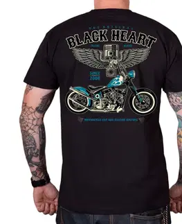 Pánske tričká Tričko BLACK HEART Blue Chopper čierna - XXL