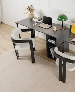 Písacie stoly DUO dvojitý písací stôl, antracit / čierna
