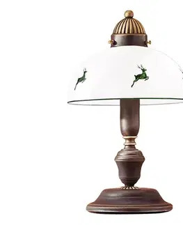 Lampy Kolarz 731.73.100 - Stolná lampa NONNA 1xE27/75W/230V hnedá/jelene zelená 731.73.100