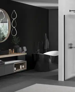 Sprchové dvere MEXEN/S - Kioto Sprchová zástena WALK-IN 90 x 200, prúžky 8 mm, čierna 800-090-101-70-09