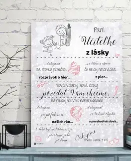 Tabuľky s venovaním (darčeky) Darček pre učiteľku - Tabuľka s poďakovaním a podpisom pre učiteľku