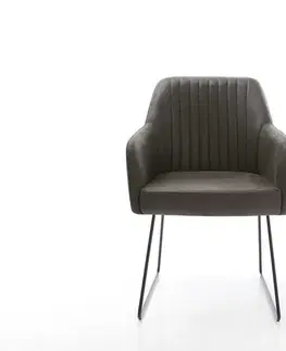 Jedálenské stoličky DELIFE Jedálenská stolička Greg-Flex mikrovlákno antracitová vintage tenká podstava čierna vrecková pružina
