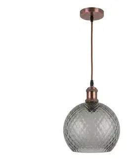 Svietidlá BRILAGI-LED Luster na lanku RETRO GLASS 1xE27/60W/230V priemer 25 cm medený/dymovo šedý NSTK7486+AI0179