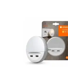 Svietidlá Ledvance - LED nočné svietidlo do zásuvky so senzorom LUNETTA 2xUSB LED/13W/230V 4058075266902
