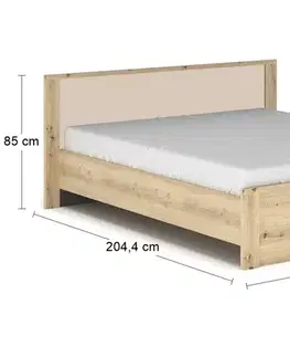 Postele NABBI Daicos LB-140 manželská posteľ s roštom 140x200 cm dub artisan / champagne