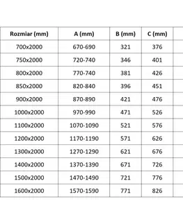 Sprchové dvere MEXEN/S - Velar L Sprchová zástena posuvná Walk-in 100 x 200, dekor 8 mm, zlato kefovaná 871-100-003-33-55
