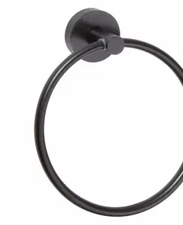 Kúpeľňový nábytok SAPHO XB402 X-Round Black držiak uterákov kruh, čierna
