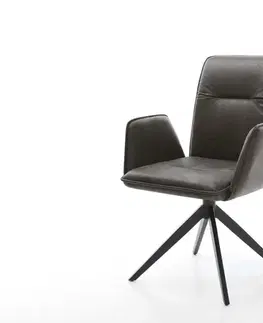 Jedálenské stoličky DELIFE Otočná jedálenská stolička Vinja-Flex mikrovlákno antracit vintage krížová podstava široká čierna 360° otočná hojdacia funkcia