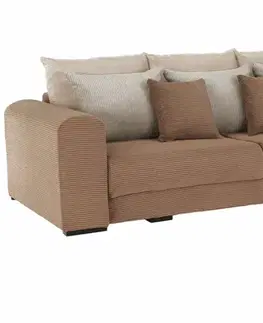 Pohovky a gauče KONDELA Gilen Big Sofa rozkladacia pohovka s úložným priestorom svetlohnedá / béžová / krémová