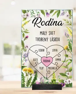 Tabuľky s venovaním (darčeky) Sklenená plaketa s menami - Naša Rodina