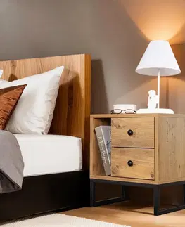 Nočné stolíky Nočný stolík Glimmer - Atlantic Pine, Black