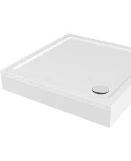 Vane CERANO - Sprchová vanička štvorcová Brio - SMC/minerálny kompozit - štruktúrovaná biela - 80x80x4 + čelný panel + nožičky CER-234958