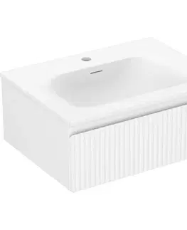 Kúpeľňový nábytok MEXEN/S - Rivel kúpeľňová skrinka 60 cm s umývadlom Vela, 1 šuplík, reliéf, biela mat 91A20-06023-1-BF01-W23M01