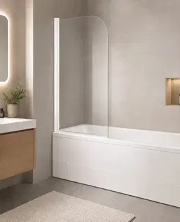 Sprchové dvere OLSEN SPA - Vaňová zástena LUCCA - Farba rámu zásteny - Hliník biely, Rozmer A - 75 cm, Smer zatváranie - Univerzálny Ľavé / Pravé, Výplň - Číre bezpečnostné sklo - 6 mm OLVLUC76