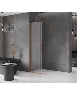 Sprchové dvere MEXEN/S - Velar Sprchová zástena posuvná Walk-in 70 x 200, dekor 8 mm, meď kartáčovaná 871-070-000-33-65