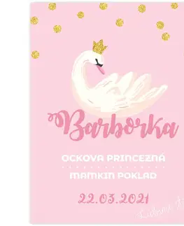 Obrazy do detskej izby Tabuľka pre dieťa s menom - Labutia kolekcia