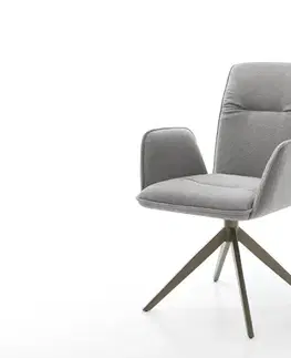 Jedálenské stoličky DELIFE Jedálenská stolička Vinja-Flex texturovaná látka mäkký sivá krížová podstava široká titánová farba 360° otočný kolískacia funkcia