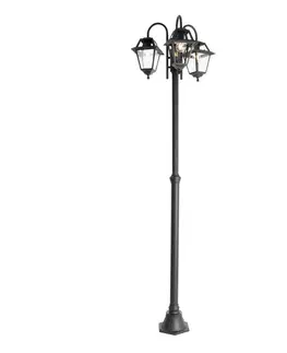 Vonkajšie svietidlá Klasická vonkajšia lampa čierna 235 cm 3-svetlo IP44 - Berta