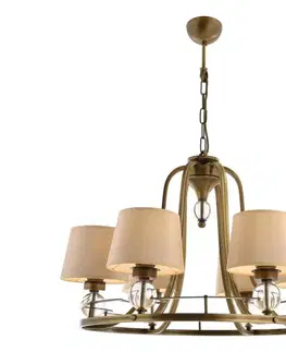 Svietidlá  Luster na reťazi NARA 6xE27/40W/230V mosadz 301AUR1113