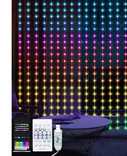Vianočné dekorácie  LED RGB stmievateľný záves WIZARD 400xLED/USB 2x2m + diaľkové ovládanie EK1390