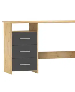Písacie a pracovné stoly KONDELA Laristote New L/P univerzálny pc stolík dub artisan / grafit