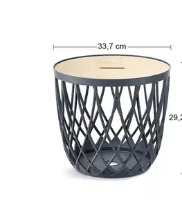 Úložné boxy NABBI IKUB20T plastový univerzálny kôš s dreveným vekom 20 l antracit