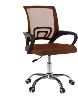 Kancelárske stoličky KONDELA Dex 4 New kancelárska stolička s podrúčkami hnedá / chróm