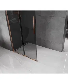 Sprchové dvere MEXEN/S - Velar L Sprchová zástena posuvná Walk-in 100 x 200, grafit 8 mm, meď kartáčovaná 871-100-003-43-65