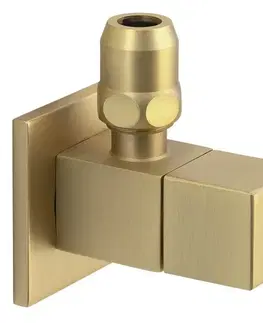 Doplnky do kúpeľne SAPHO - Rohový ventil s matkou, hranatý, 1/2"x 3/8", zlato mat SL219