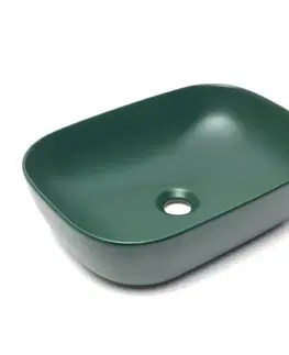 Umývadlá Umývadlo na dosku SAT Infinitio 45,5x32,5 cm tmavo zelená mat bez prepadu SATINF4532DGEM SATINF4532DGEM