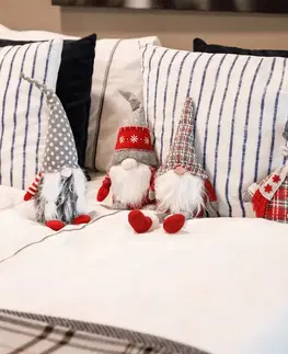 Vianočné dekorácie KONDELA Doll vianočná postavička (4 ks) červená / sivá / biela