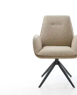 Jedálenské stoličky DELIFE Otočná jedálenská stolička Zoa-Flex zmiešané materiály tmavobéžová krížová podstava široká čierna 360° otočná hojdacia funkcia vrecková pružina