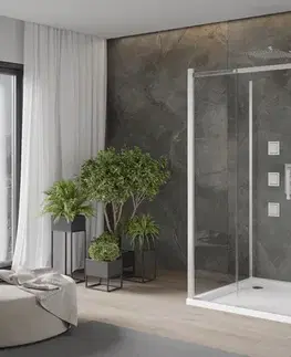 Vane MEXEN/S - OMEGA sprchovací kút 3-stenný 100x100, transparent, chróm + vanička vrátane sifónu 825-100-100-01-00-3s-4010