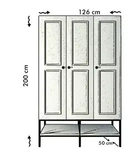 Šatňové skrine Šatníková skriňa Martin 3 - White, Black, Gold
