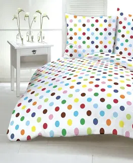 Obliečky Obliečky bavlnené Rainbow dots TiaHome - 1x Vankúš 90x70cm, 1x Paplón 140x200cm