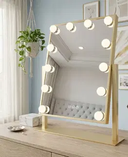 Kúpeľňové zrkadlá REA - Zrkadlo LED HOLLYWOOD L.Gold 30x40 HOM-01804
