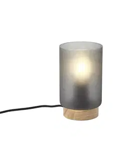 Stolné lampy Moderná stolná lampa drevená s matným sivým sklom - Umbra