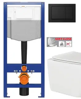 Závesné wc sety CERSANIT predstenový inštalačný systém s čiernym tlačidlom K97-0574 + WC INVENA PAROS  + SEDADLO K97-526 0574 RO1