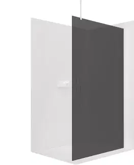 Sprchovacie kúty CERANO - Sprchová zástěna Walk-in Onyx Top Round L/P - 8 mm - kulatá vzpěra - bílá matná, grafitové sklo - 40x200  CER-8050BD71967