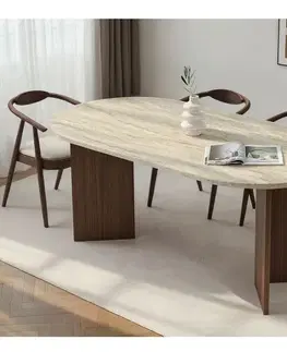 Konferenčné stolíky Jedálenský stôl Sablin – Travertine, Milano Walnut