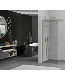 Sprchové dvere MEXEN/S - Kyoto Sprchová zástena WALK-IN 100 x 100, transparent, zlatá kartáčovaná 800-100-202-55-00-100