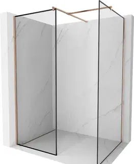 Sprchové dvere MEXEN/S - Kioto Sprchová zástena Walk-in 100 x 100, čierny vzor, meď kartáčovaná 800-100-202-65-70-100